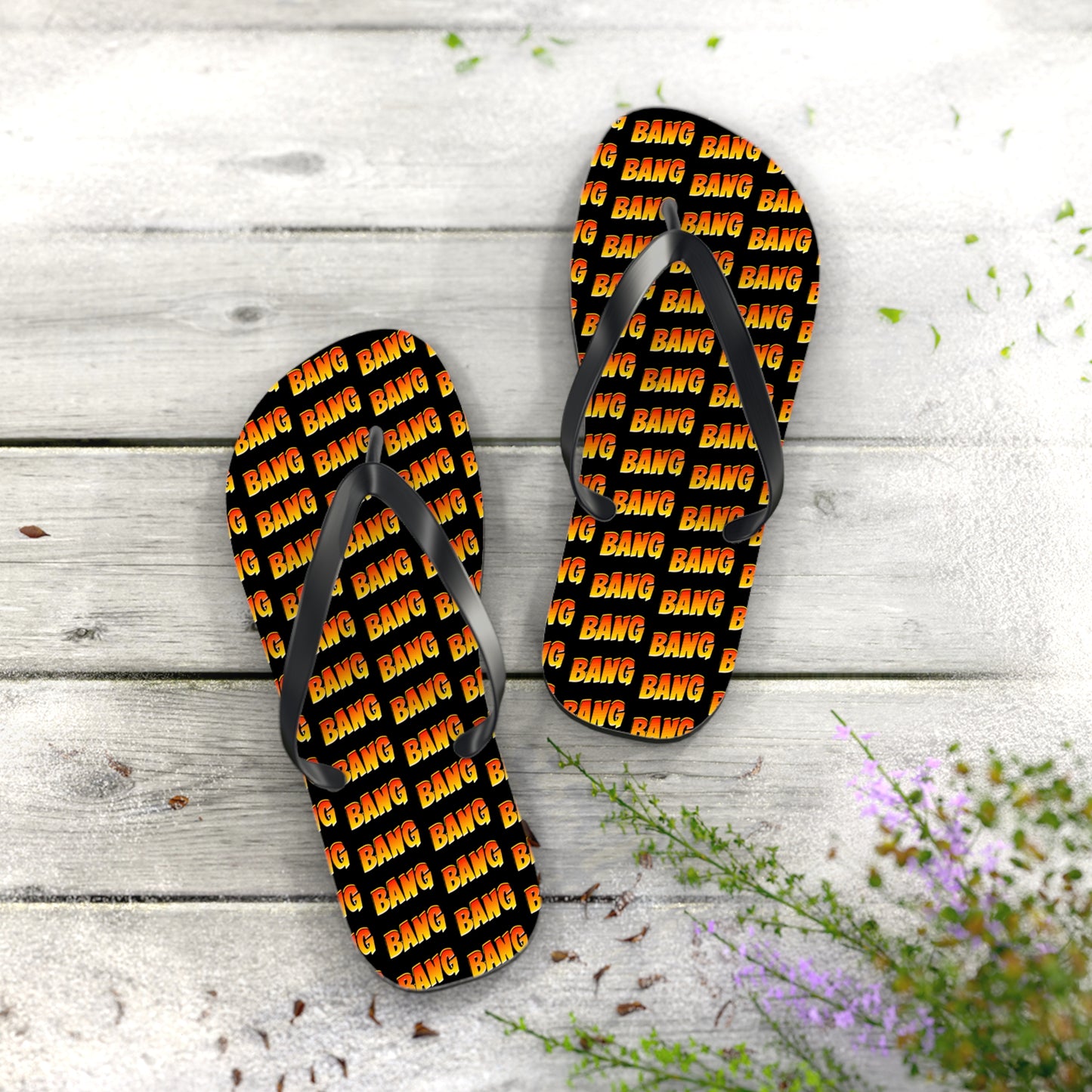 Black Bang Bang Flip Flops with a pop of colour by Zeus Prosper Summer Collection Ltd.ποΈ