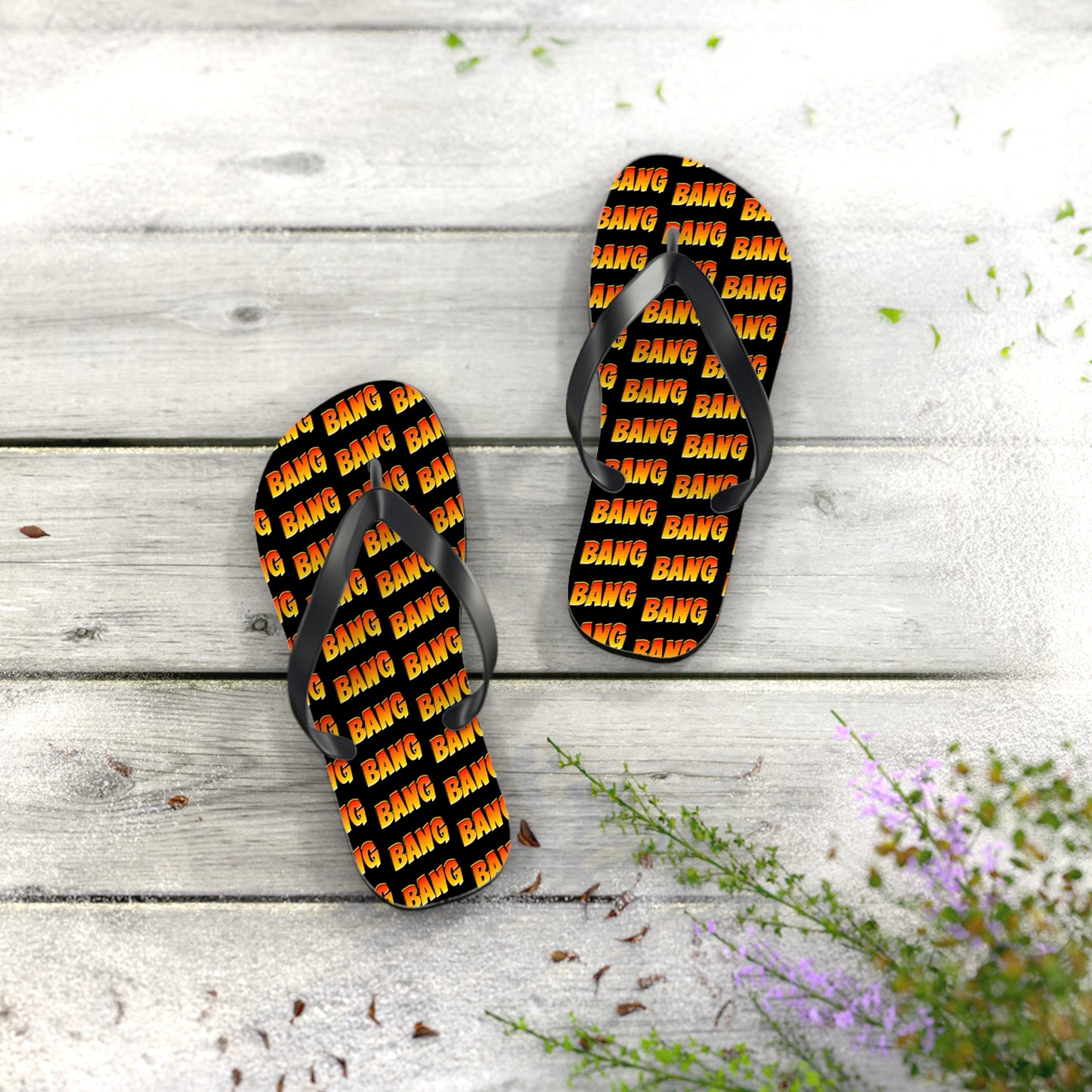 Black Bang Bang Flip Flops with a pop of colour by Zeus Prosper Summer Collection Ltd.🏖️