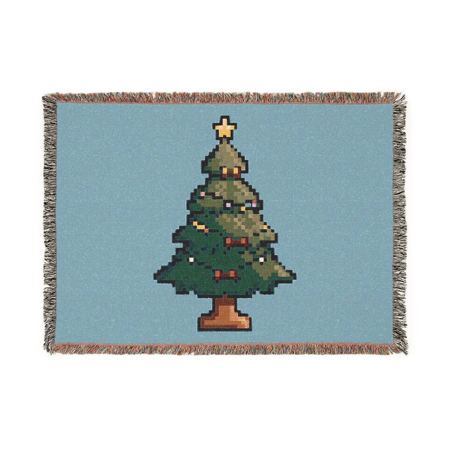Pixel Christmas Tree Woven Blanket