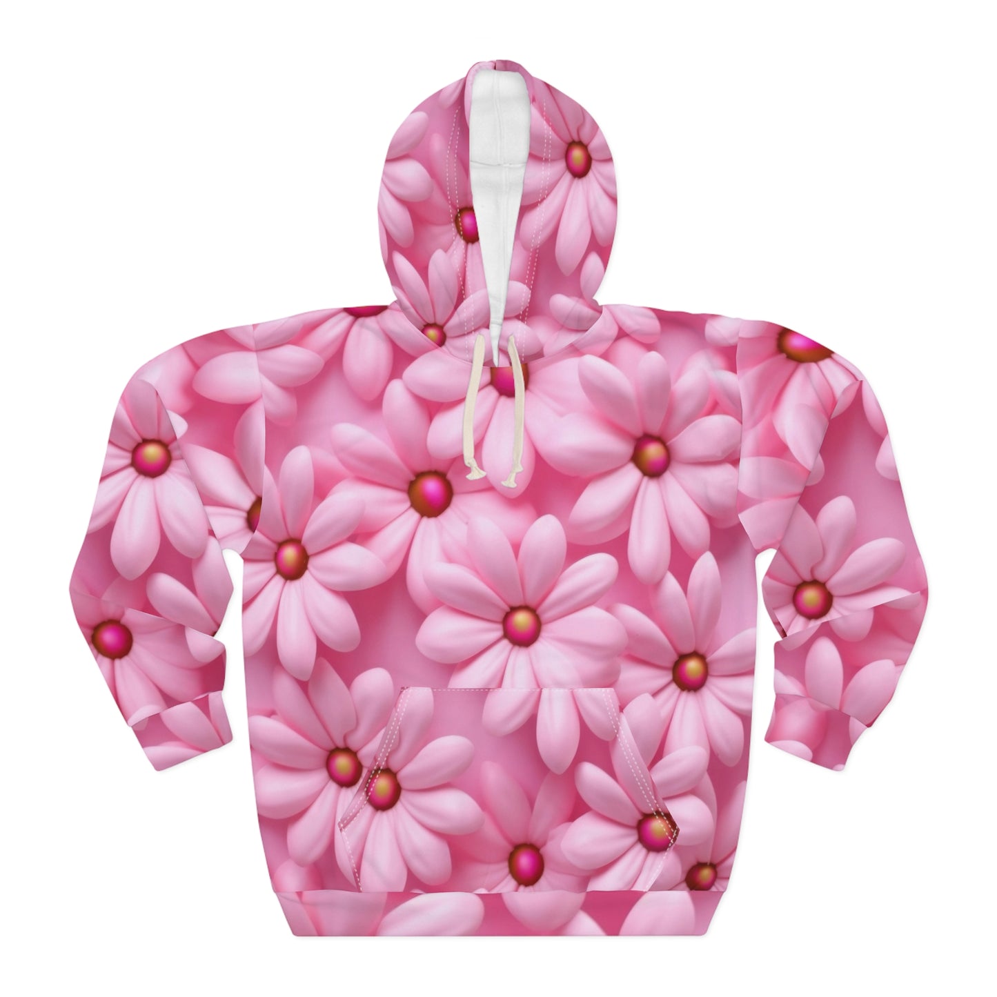Pink Flowers Pullover Hoodie