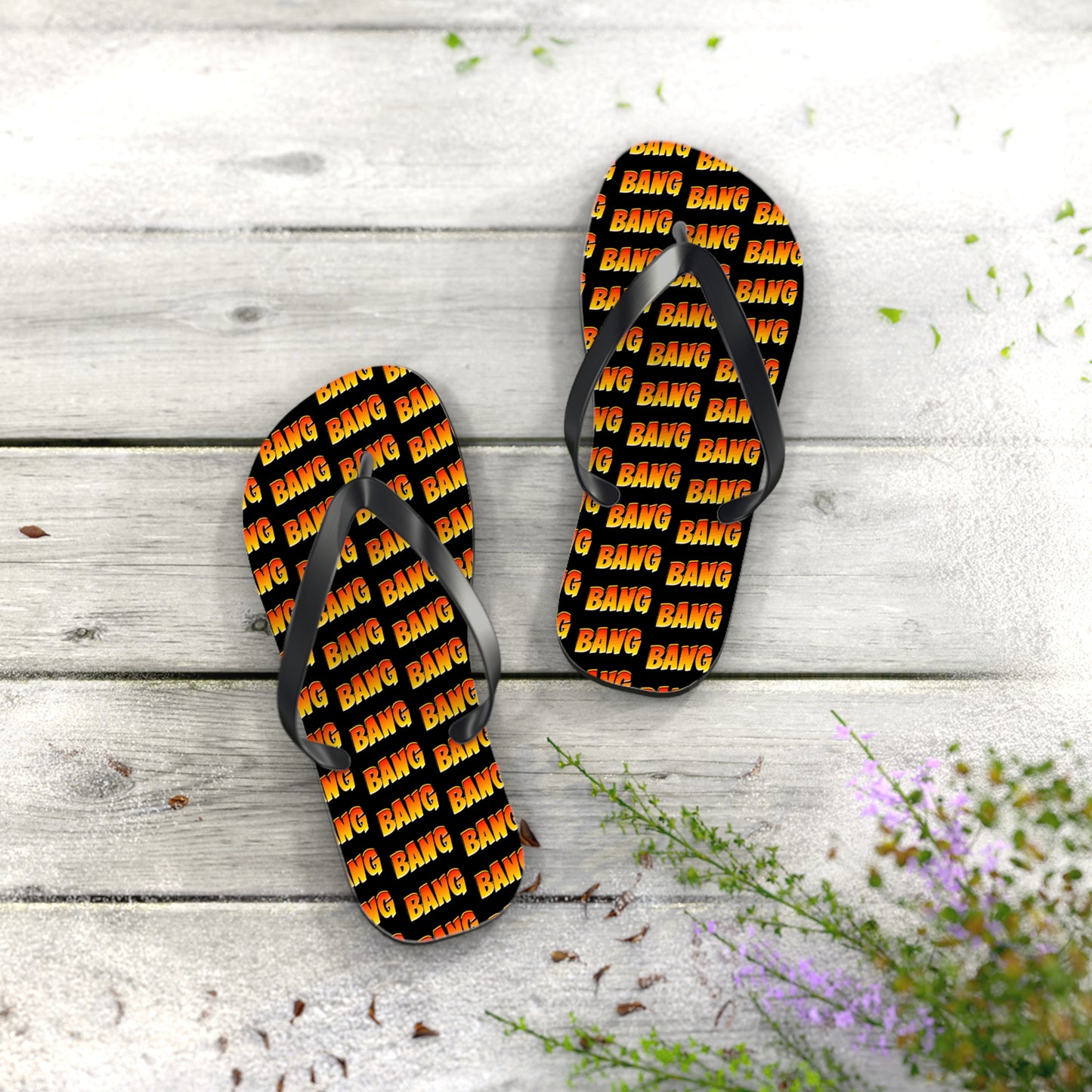 Black Bang Bang Flip Flops with a pop of colour by Zeus Prosper Summer Collection Ltd.🏖️